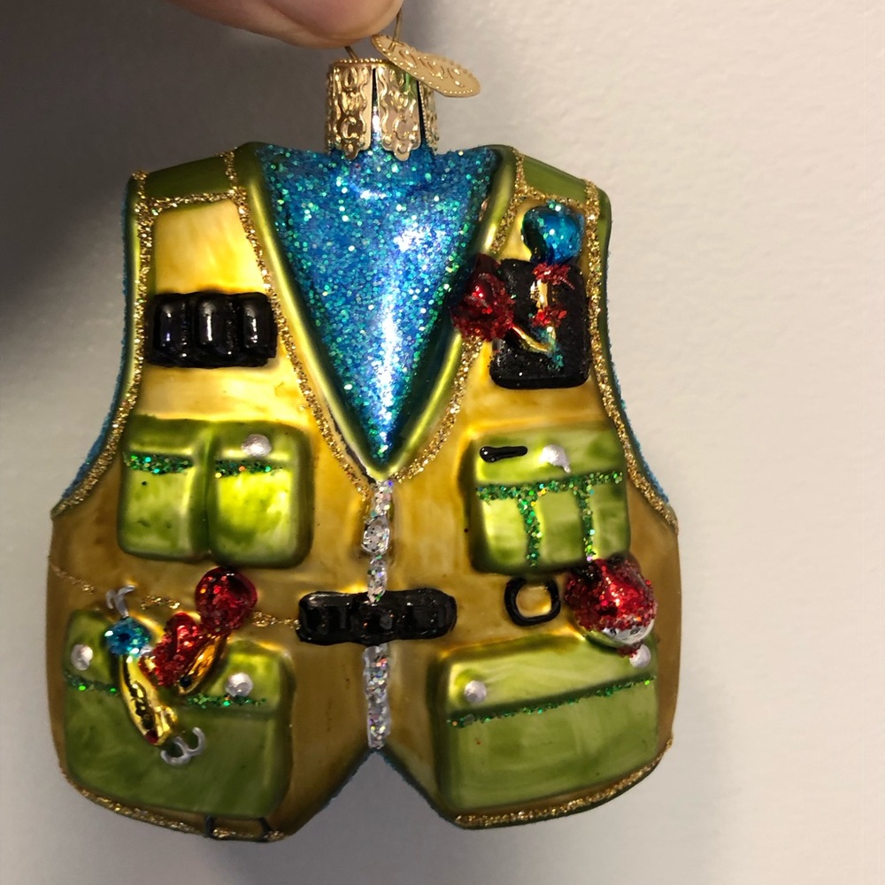 Glass Fishing vest ornament